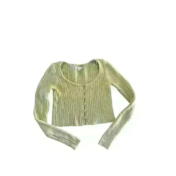 American Eagle Outfitters Ribbed Cropped Button Front Long Sleeve Cardigan Small - Picture 1 of 9